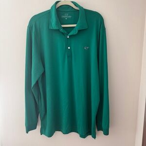 Vineyard‎ Vines Long Sleeve Polo Shirt XL Green Whale Logo